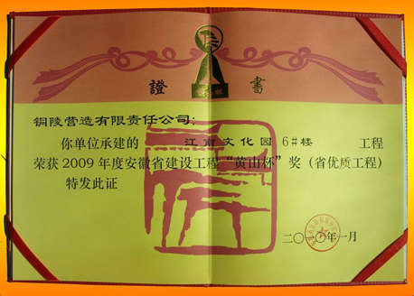 2009年度安徽省建设工程“黄山杯”